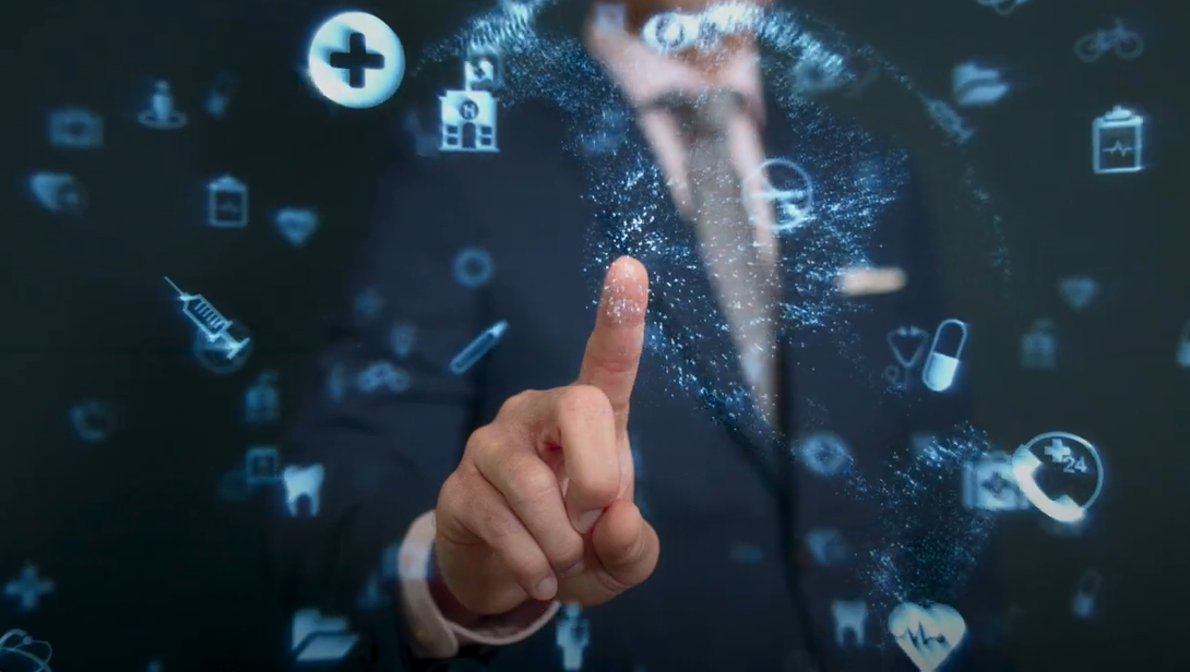 healthcare icons and touch screen